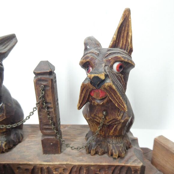 Scottie Dog Carved Wooden Desk Set Scotty Terrier Folk Art - Picture 3 of 12